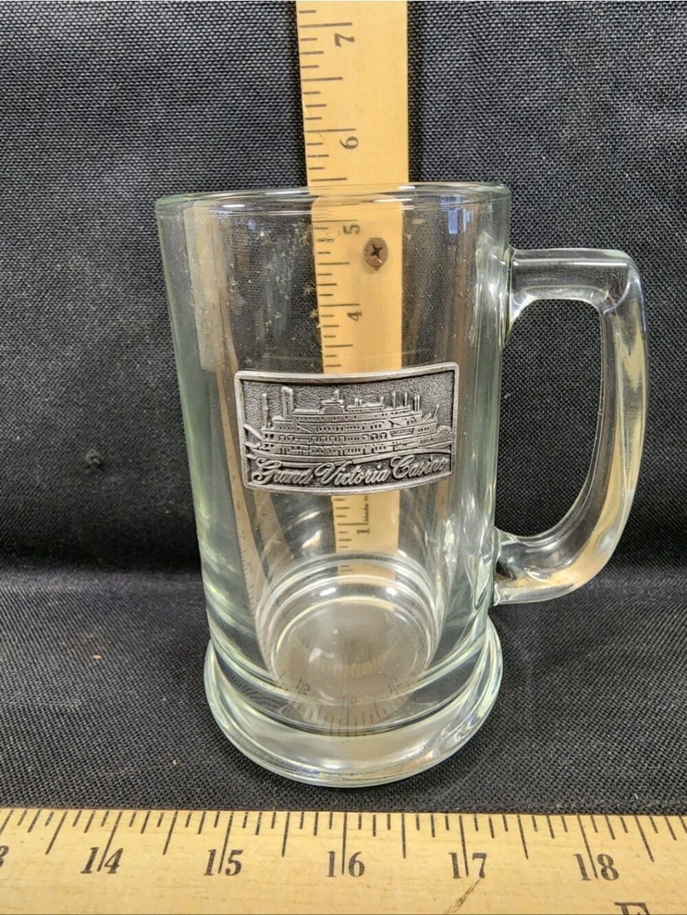 Vintage Grand Victoria Casino Beer Mug Riverboat Sternwheeler Pewter Plate
